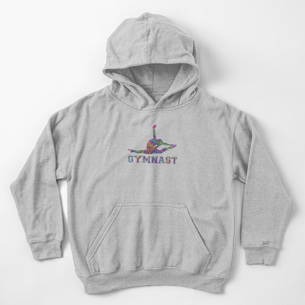 Gymnast Rainbow Glitter Kids Pullover Hoodie