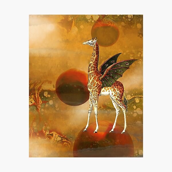On Top of the World Giraffe Digital Collage Photographic Print