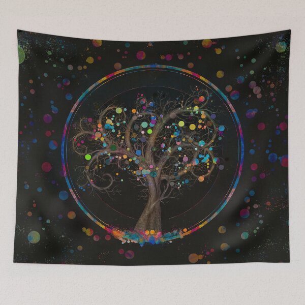 Item preview, Fibonacci Spiral Tree Color Paint Splatter designed and sold by k9printart.