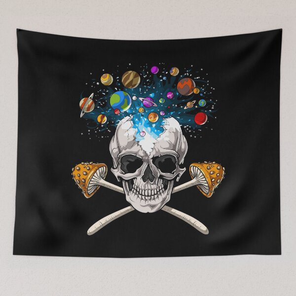 Item preview, Psychedelic Mushrooms Skull designed and sold by underheaven.