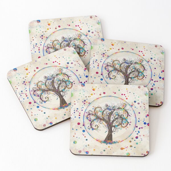 Item preview, Fibonacci Spiral Tree Color Paint Splatter  designed and sold by k9printart.