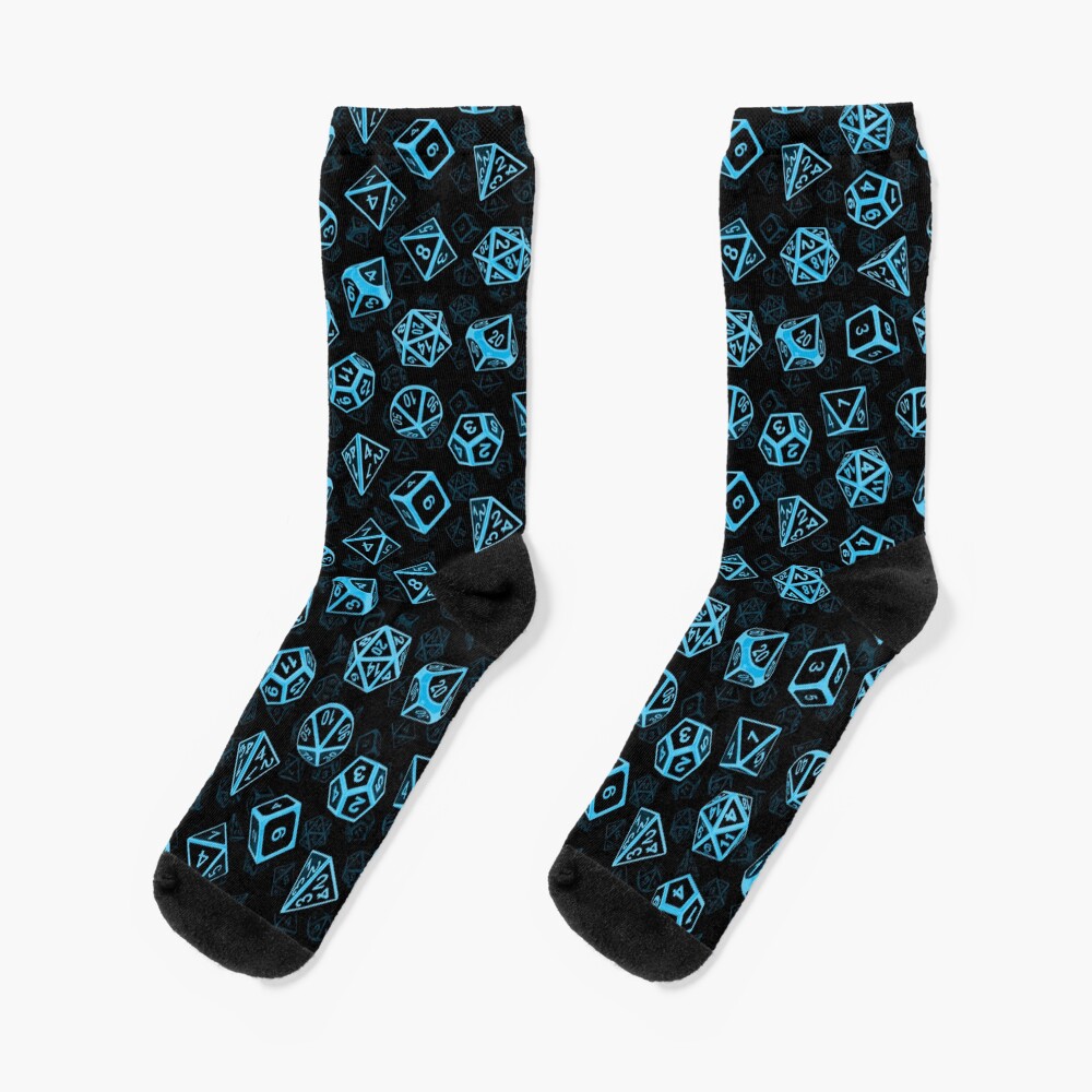 D20 Dice Set Pattern (Blue) Socks
