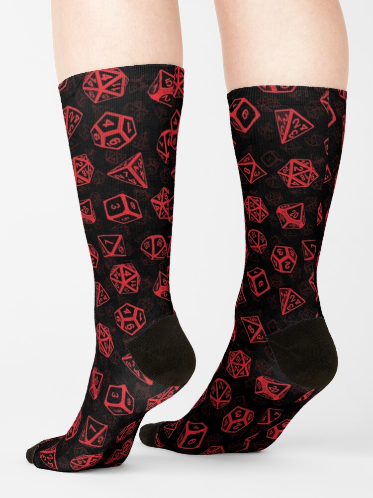Alternate view of D20 Dice Set Pattern (Red) Socks