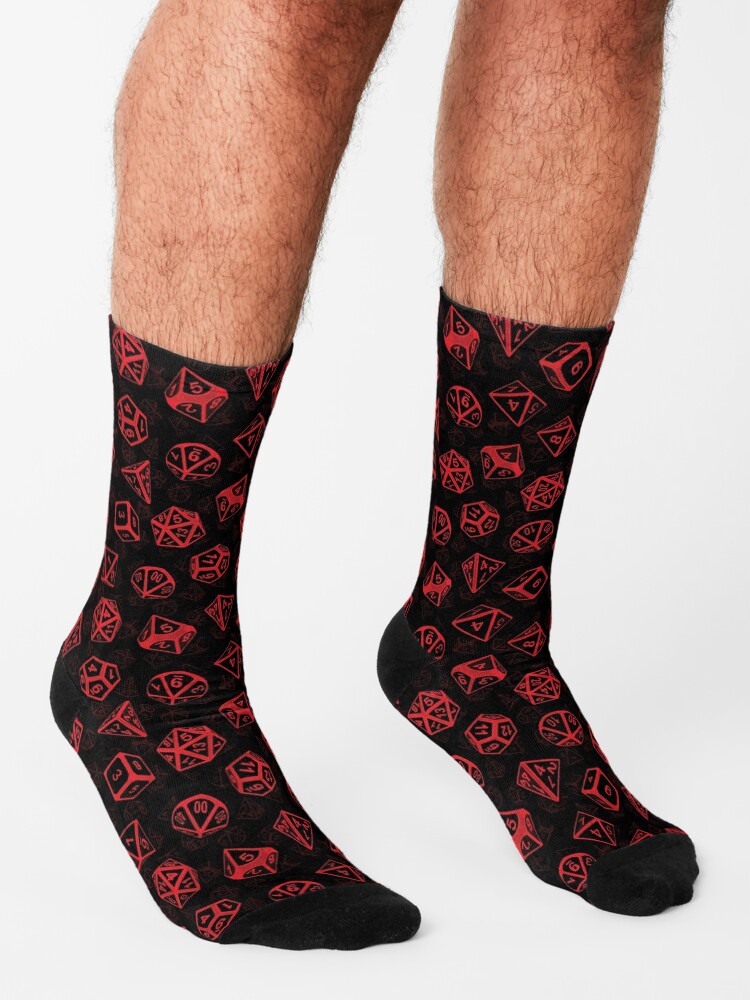 Alternate view of D20 Dice Set Pattern (Red) Socks