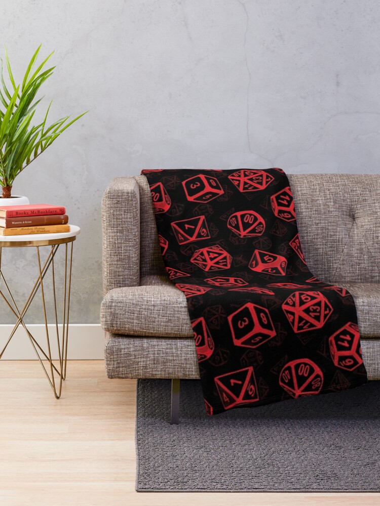 Alternate view of D20 Dice Set Pattern (Red) Throw Blanket