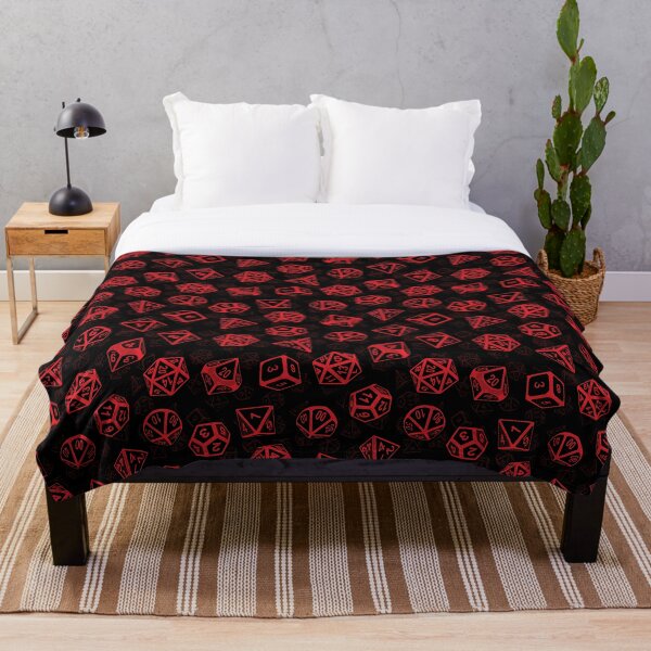 D20 Dice Set Pattern (Red) Throw Blanket