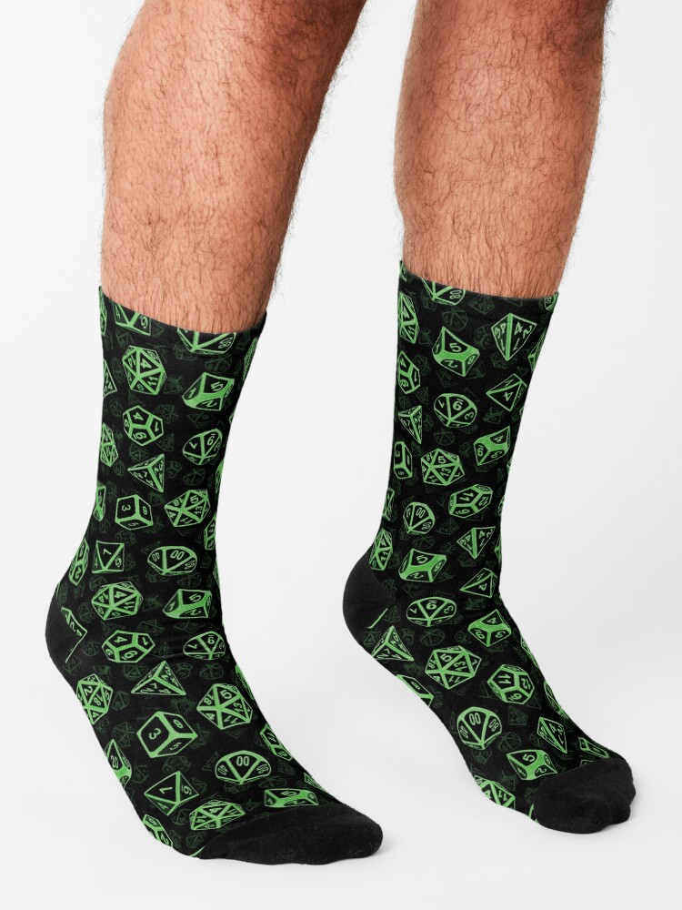 Alternate view of D20 Dice Set Pattern (Green) Socks