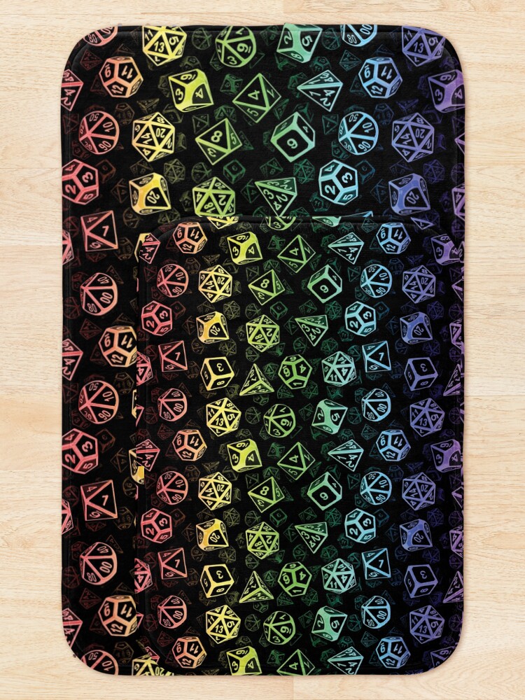 Alternate view of D20 Dice Set Pattern (Rainbow) Bath Mat