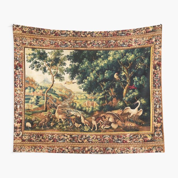 Item preview, WILD ANIMALS, BIRDS AND WATERFALLS IN WOODLAND Picturesque Flemish Tapestry designed and sold by BulganLumini.