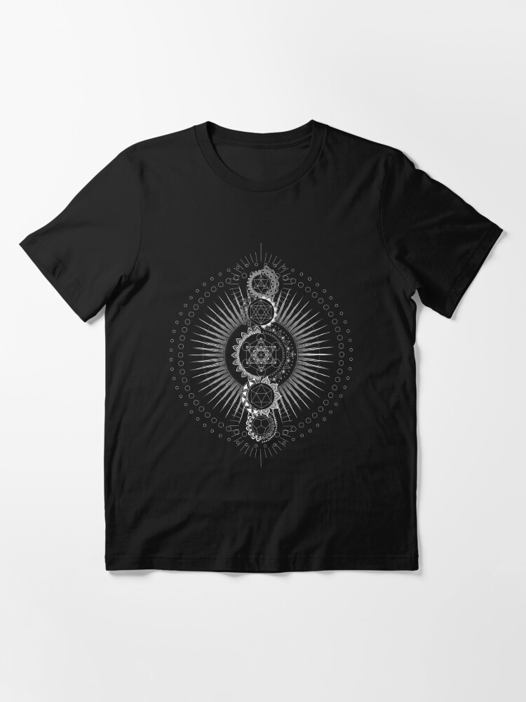Alternate view of Sacred Geometry Metatron's Cube White Transcendence Essential T-Shirt