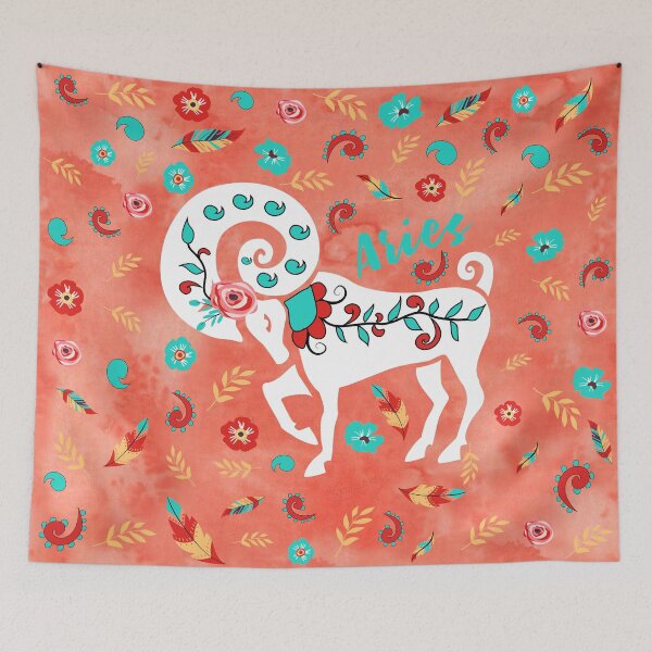 Item preview, Boho Zodiac Sign- Aries Astrology Watercolor Illustration designed and sold by winkeltriple.