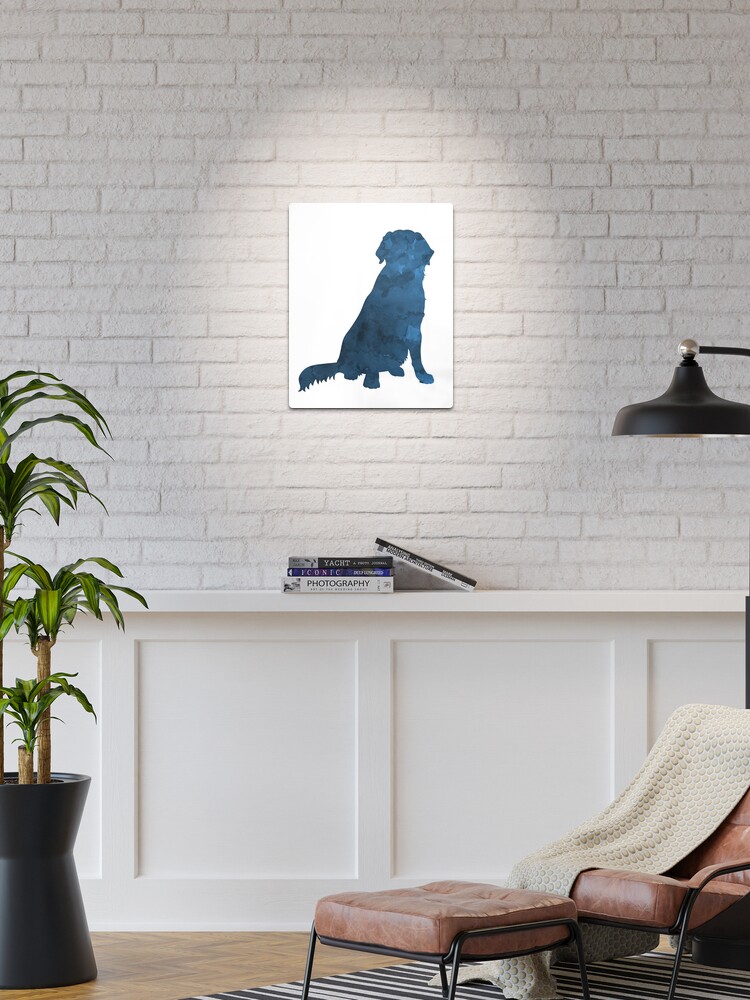 Thumbnail 1 of 4, Metal Print, Golden Retriever - Navy Blue Dog Silhouette designed and sold by TheJollyMarten.