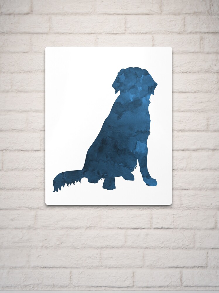 Thumbnail 2 of 4, Metal Print, Golden Retriever - Navy Blue Dog Silhouette designed and sold by TheJollyMarten.