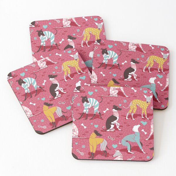 Item preview, Greyhounds dogwalk // red background designed and sold by SelmaCardoso.