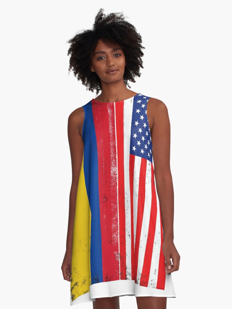 USA and Colombia Mix, Colombia and American Flags, Banderas de Colombia &  USA | A-Line Dress