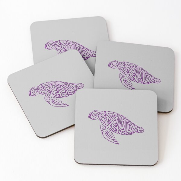 Aperçu de l'œuvre Tortue violette façon tatouage fond gris créée et vendue par Zamen.