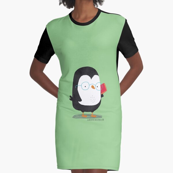 Nerd Penguin Graphic T-Shirt Dress