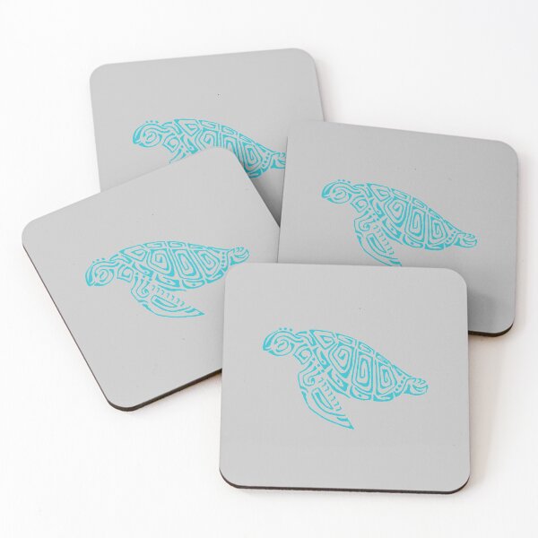 Aperçu de l'œuvre Tortue turquoise façon tatouage fond gris créée et vendue par Zamen.