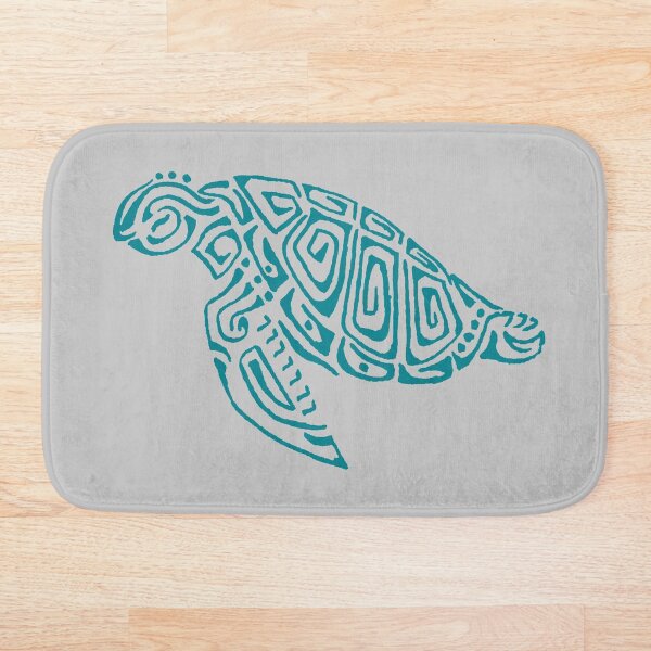 Item preview, Dark turquoise turtle tattoo style gray background designed and sold by Zamen.