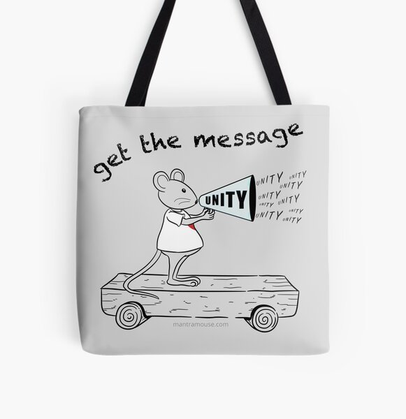 Item preview, MantraMouse® Get the Message of Unity Cartoon in Color on Gray Background designed and sold by Donna Martini.