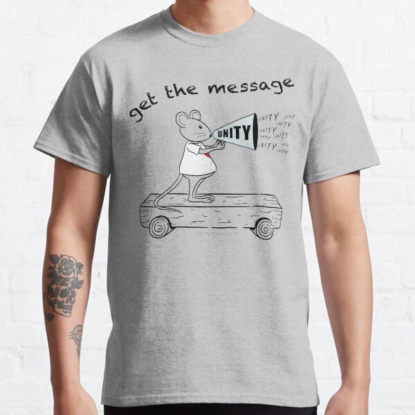 MantraMouse® Get the Message of Unity Cartoon in Color on Gray Background Classic T-Shirt
