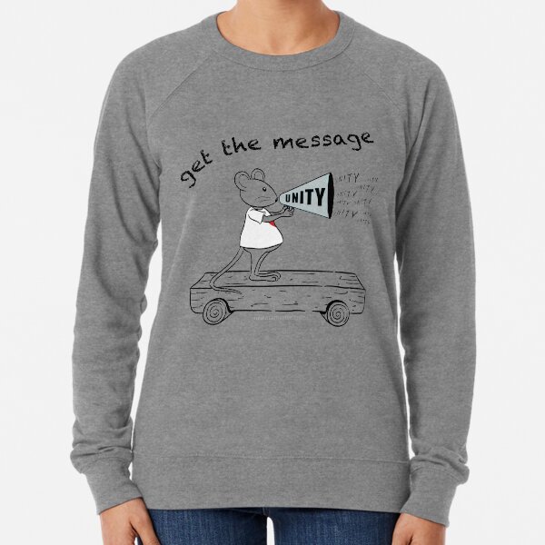 Item preview, MantraMouse® Get the Message of Unity Cartoon in Color on Gray Background designed and sold by Donna Martini.