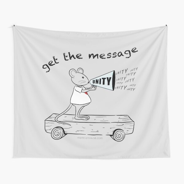 MantraMouse® Get the Message of Unity Cartoon in Color on Gray Background Tapestry