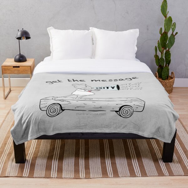 MantraMouse® Get the Message of Unity Cartoon in Color on Gray Background Throw Blanket
