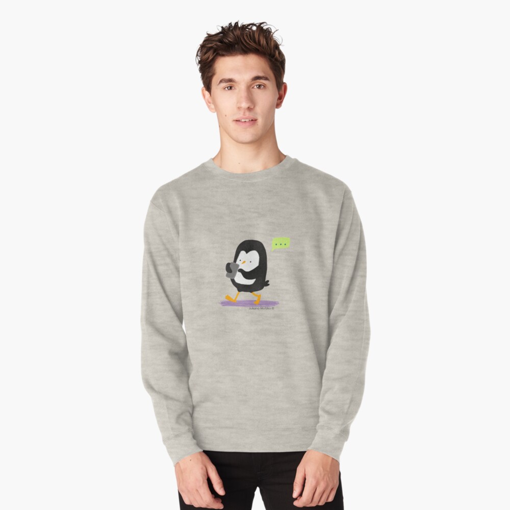 Penguin Texting Pullover Sweatshirt