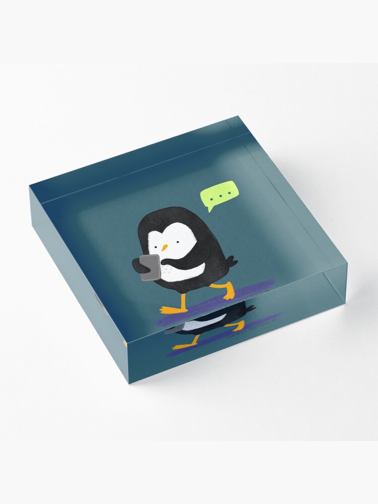 Alternate view of Penguin Texting Acrylic Block