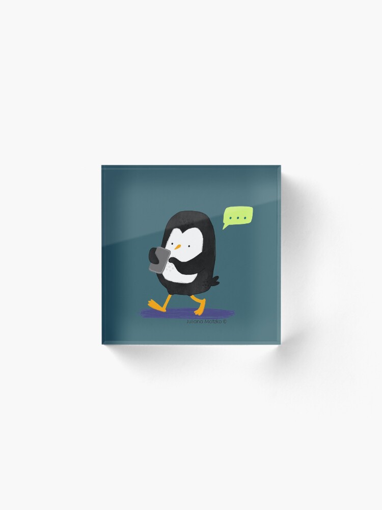 Alternate view of Penguin Texting Acrylic Block