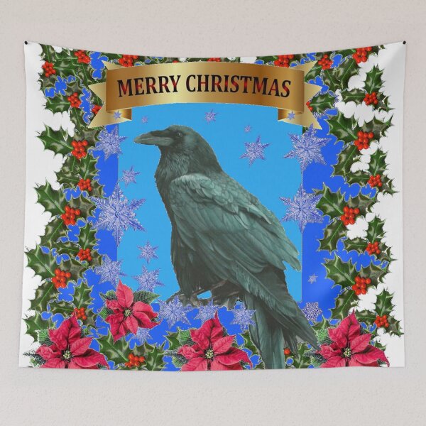 Item preview, WHITE CHRISTMAS BLACK RAVEN WILDLIFE  "MERRY CHRISTMAS" designed and sold by sharlesart.