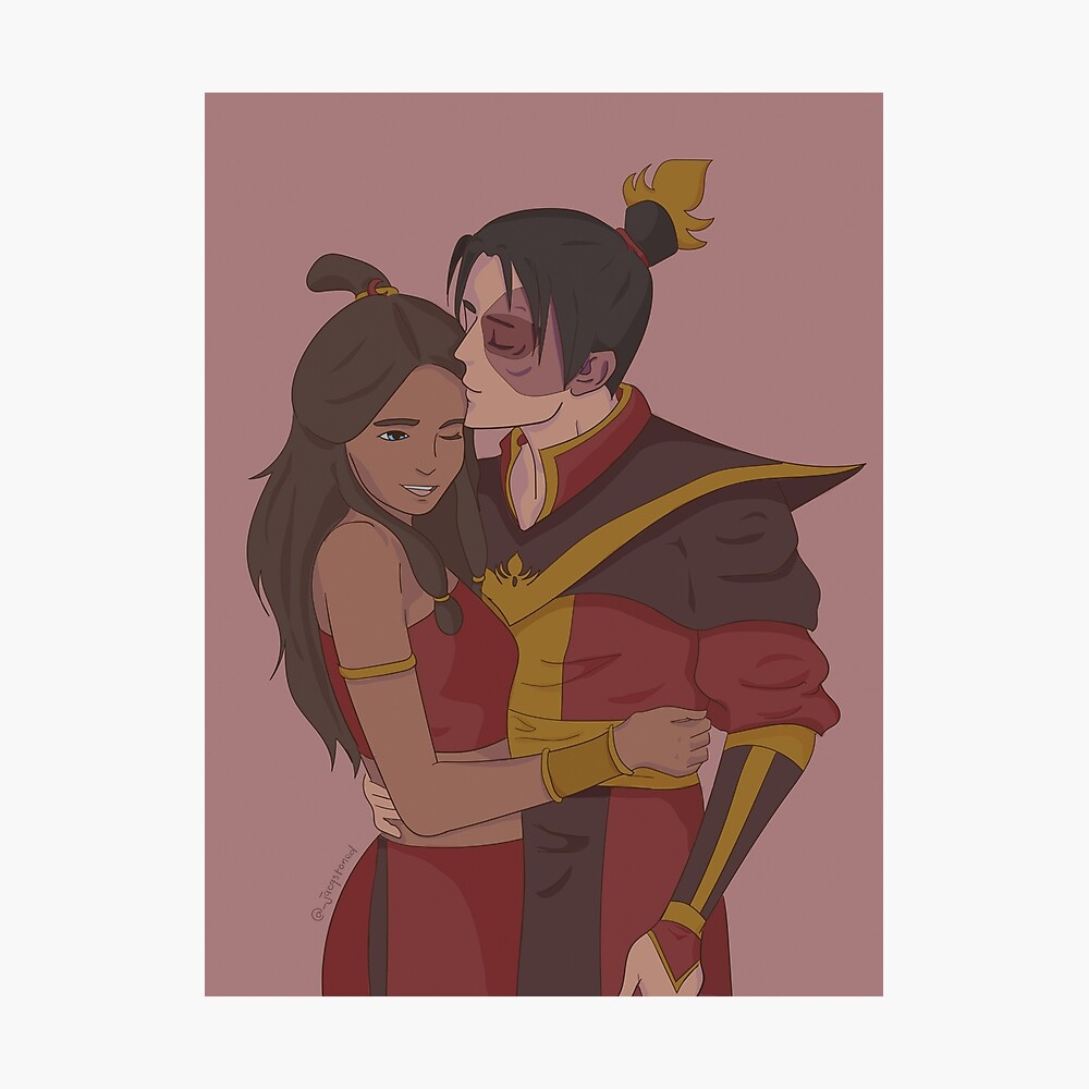 Zuko and Katara Forehead Kiss poster