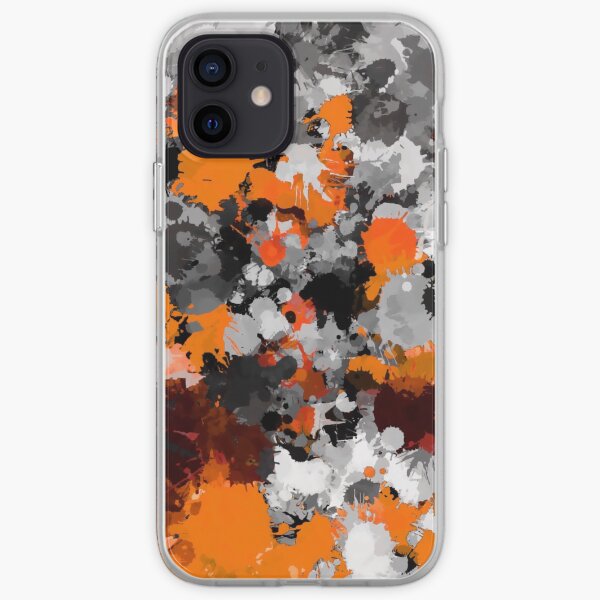 Orange and Grey Paint Splatter iPhone Soft Case