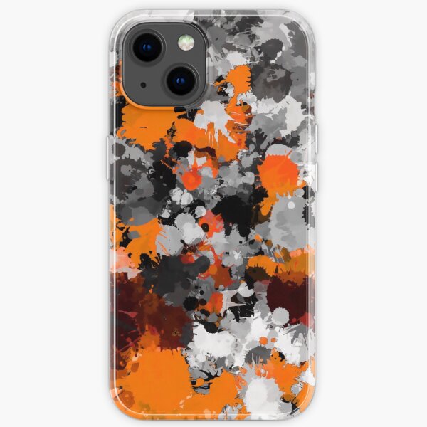 Orange and Grey Paint Splatter iPhone Soft Case