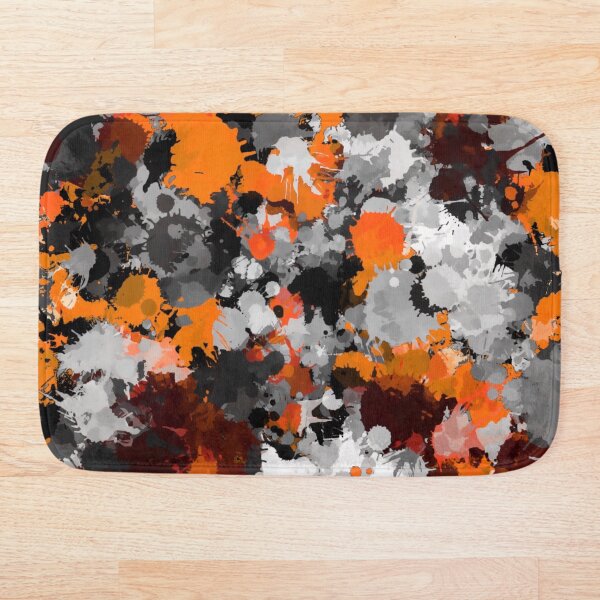 Orange and Grey Paint Splatter Bath Mat