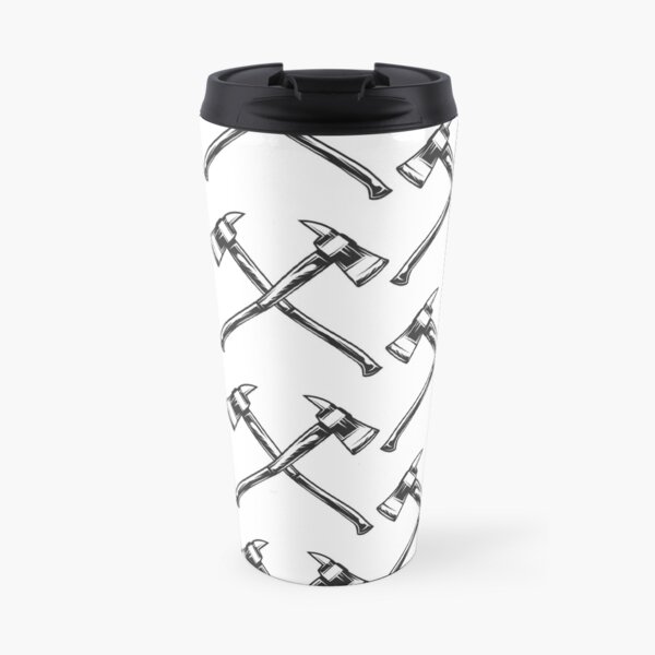 Firefighter Crossed Axes Emblem Travel Mug