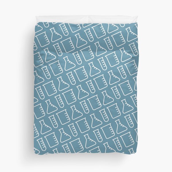 Chemistry Flask Pattern Blue Duvet Cover