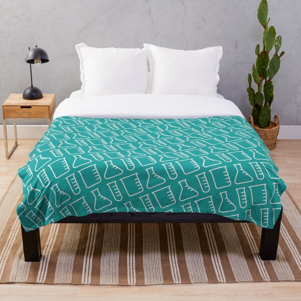 Chemistry Flask Pattern Teal Throw Blanket