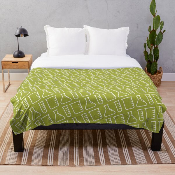 Chemistry Flask Pattern Green Throw Blanket