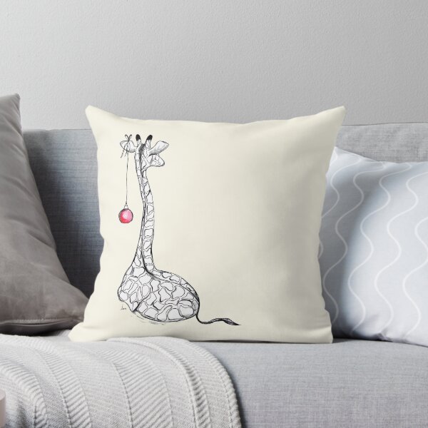 Christmas Giraffe Throw Pillow