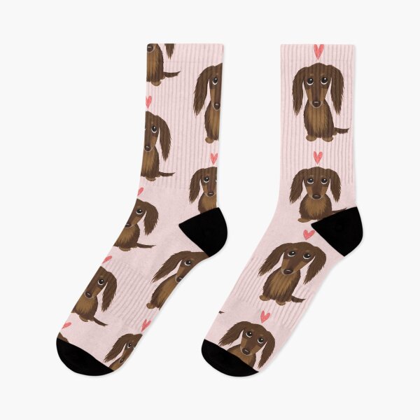 Item preview, Cute Dog Longhaired Chocolate Dachshund | Wiener Dog with Heart designed and sold by Jenn Inashvili.
