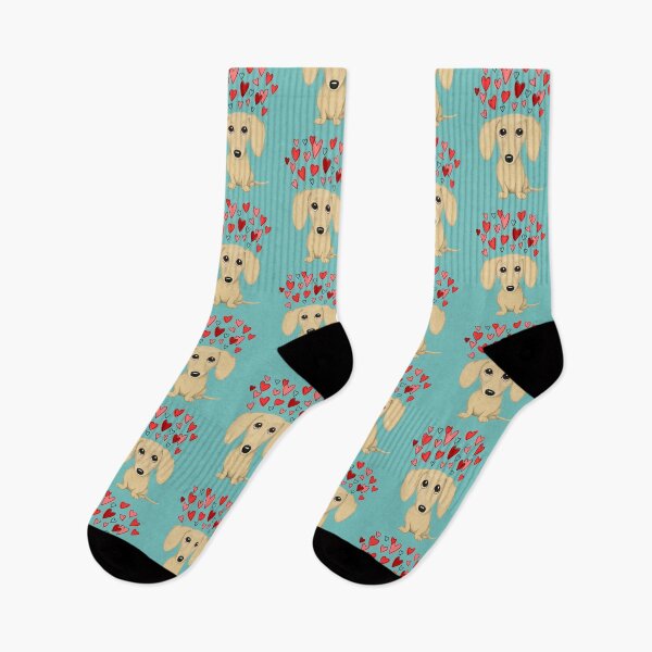Item preview, Cream Dachshund | Cute Wiener Dog with Valentine Hearts designed and sold by Jenn Inashvili.