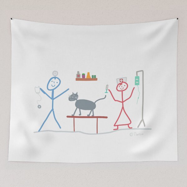 Item preview, Veterinarian stickman doctor nursing medicine cat veterinary medicine designed and sold by KlareLinie.