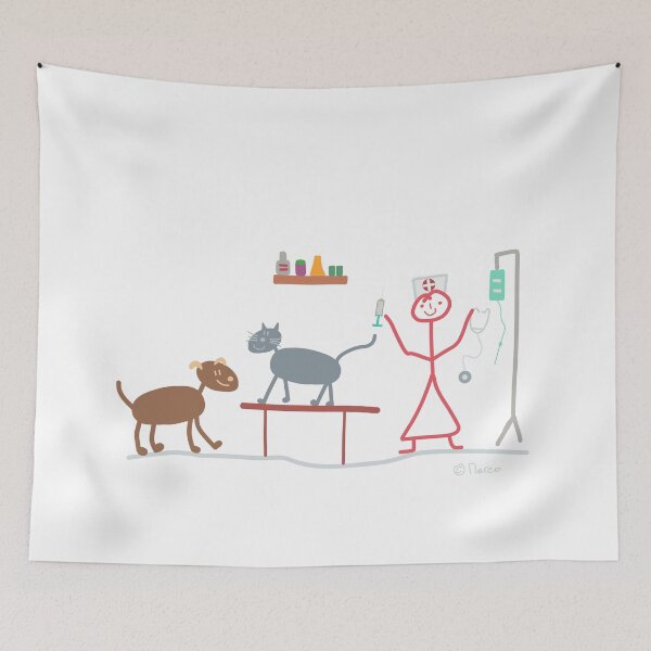 Item preview, Vet Stick Figure Woman Veterinary Medicine Job Cat Dog Animals designed and sold by KlareLinie.