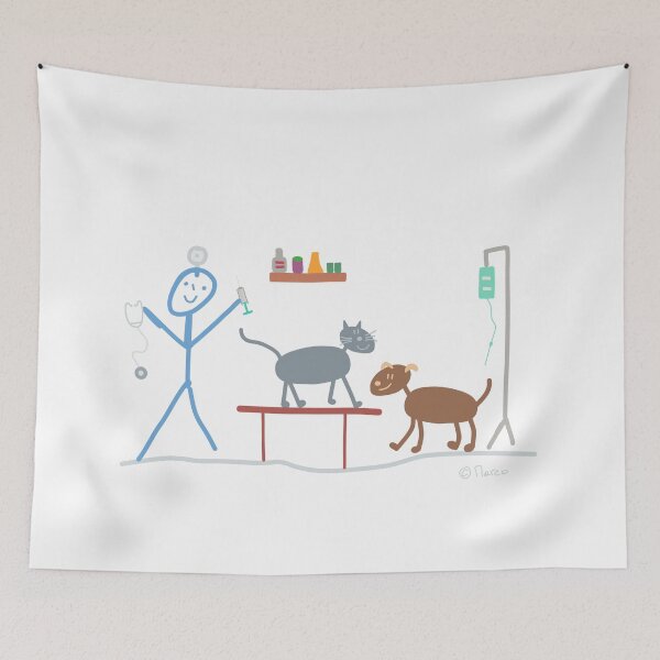 Item preview, Vet Stick Figure Dog Cat Mouse Animal Job Healthy Helping designed and sold by KlareLinie.