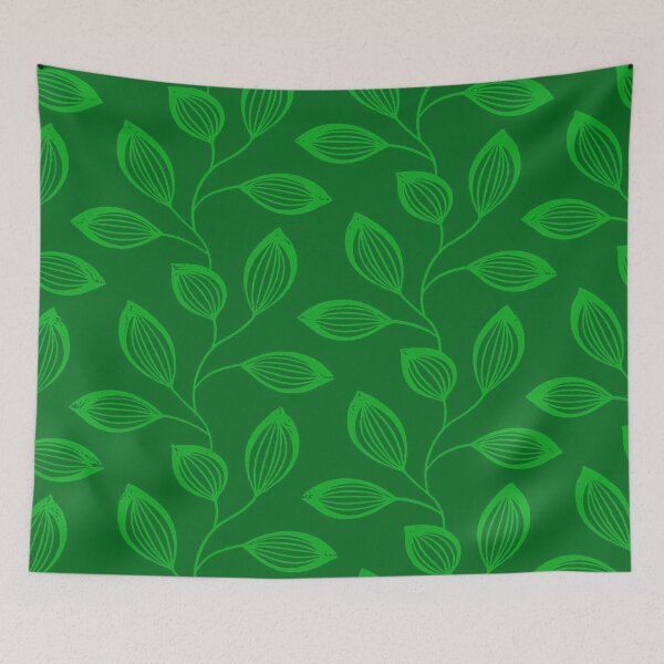 Item preview, Climbing Vine Leaves In Deep Lime On Green designed and sold by taiche.
