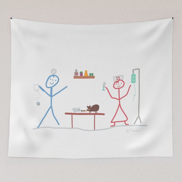 Item preview, Veterinarian stick figure line woman mouse rat clinic healthy animal keeper designed and sold by KlareLinie.
