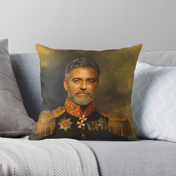 George Clooney - replaceface Throw Pillow