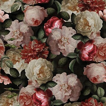 Aperçu de l'œuvre Ancien modèle de jardin de nuit botanique de Jan Davidsz. de Heem, fleurs de roses luxuriantes sur fond noir de UtArt